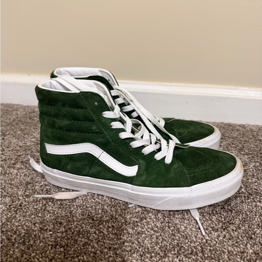 Vans Green and White High-Top Sneakers.